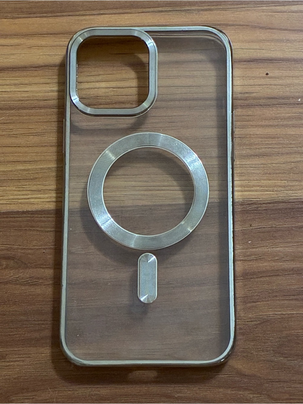 Clear Silver-Trim MagSafe-Compatible Phone Case
